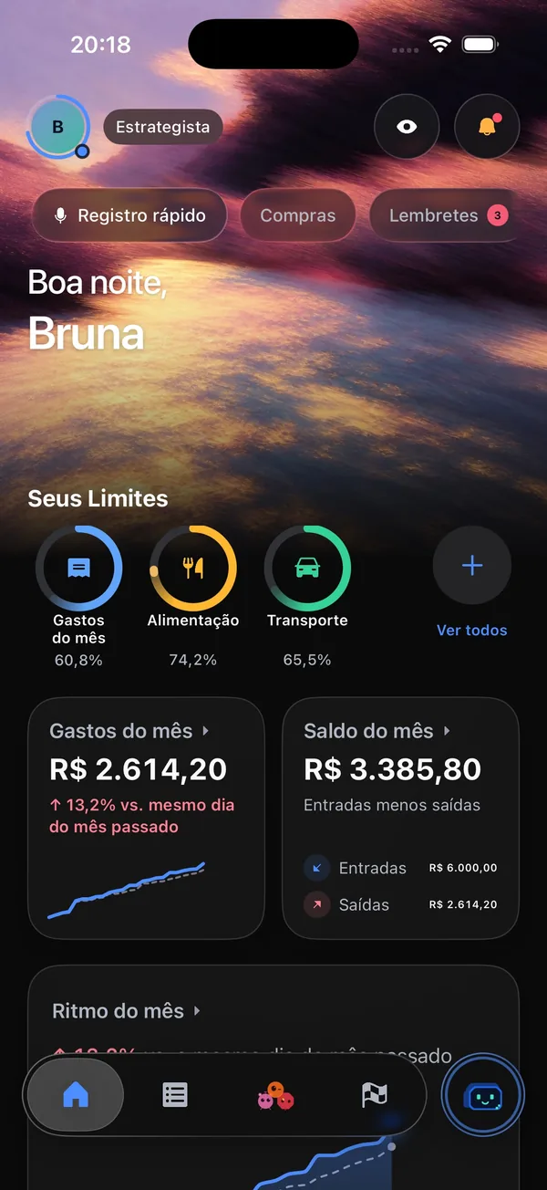 Tela Início do app FinBot